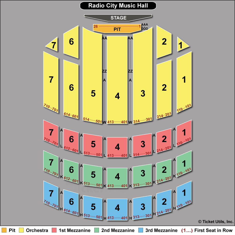 Map Radio City Music Hall Seating Chart